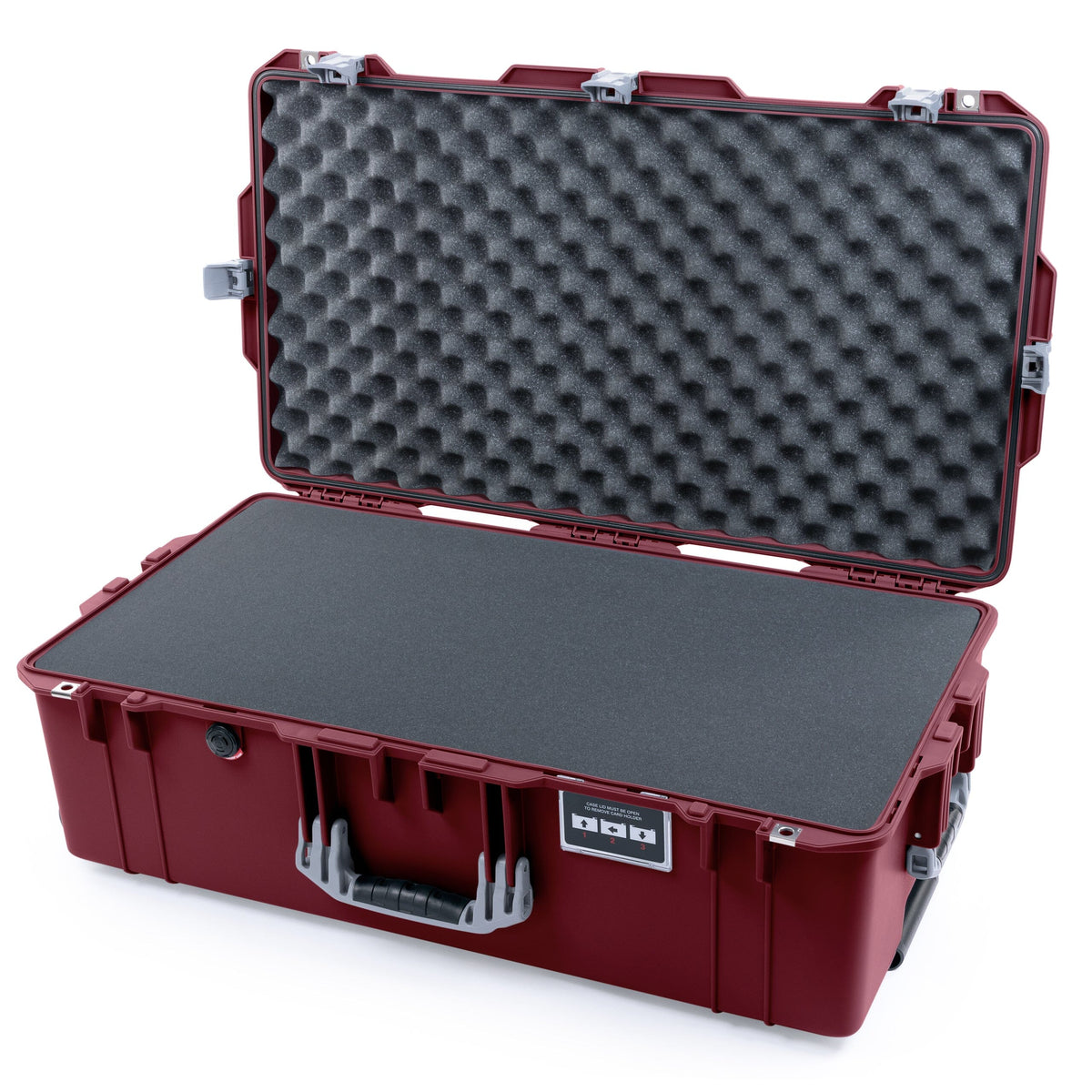 Pelican 1615 Air Case - Oxblood &amp; Silver Trolley Pick &amp; Pluck Foam with Convoluted Lid Foam ColorCase 016150-0001-510-181-180