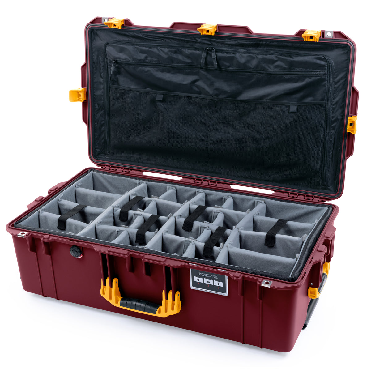 Pelican 1615 Air Case - Oxblood &amp; Yellow Trolley