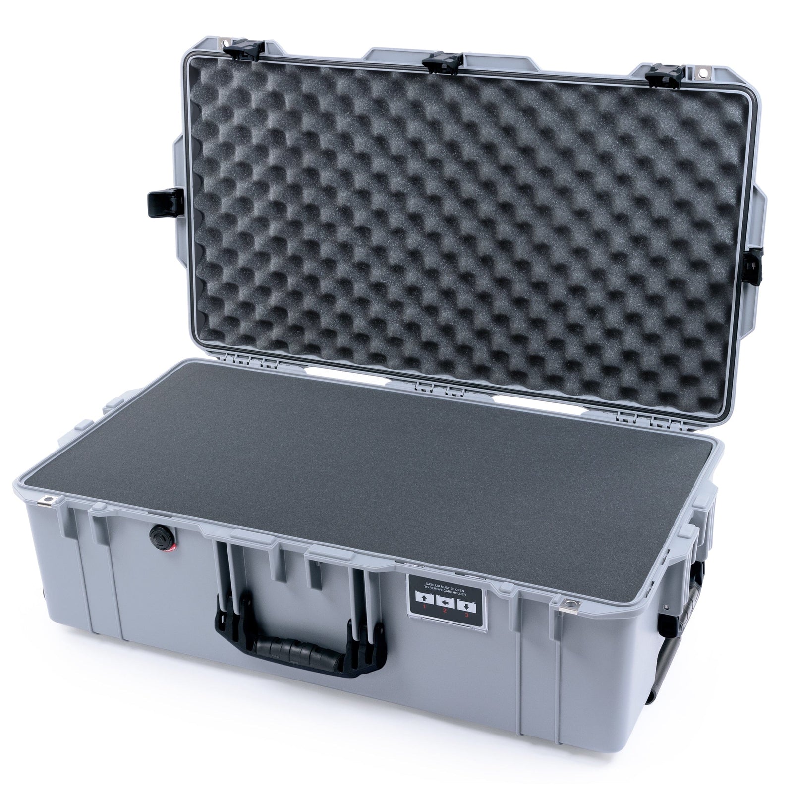 Pelican 1615 Air Case - Silver & Black Trolley Pick & Pluck Foam / Convoluted Lid Foam ColorCase 016150-0001-180-111-110