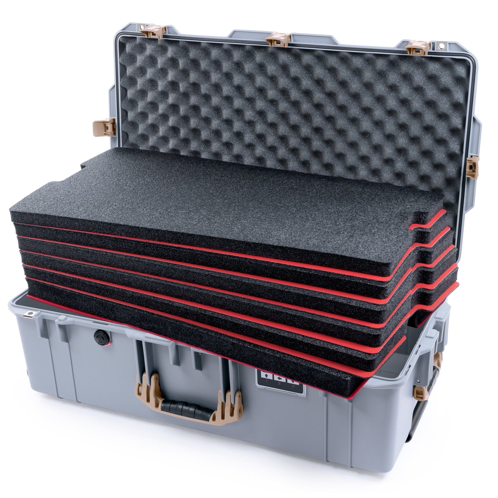 Pelican 1615 Air Case - Silver & Desert Tan DIY Tool Foam Kit / Convoluted Lid Foam ColorCase 016150-0060-180-311