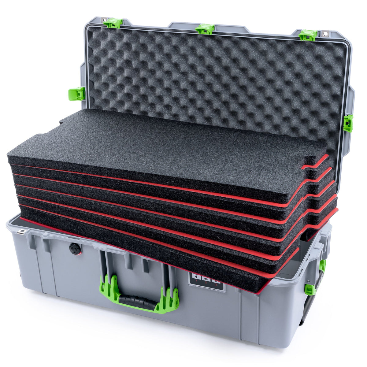 Pelican 1615 Air Case - Silver &amp; Lime Green DIY Tool Foam Kit / Convoluted Lid Foam ColorCase 016150-0060-180-301