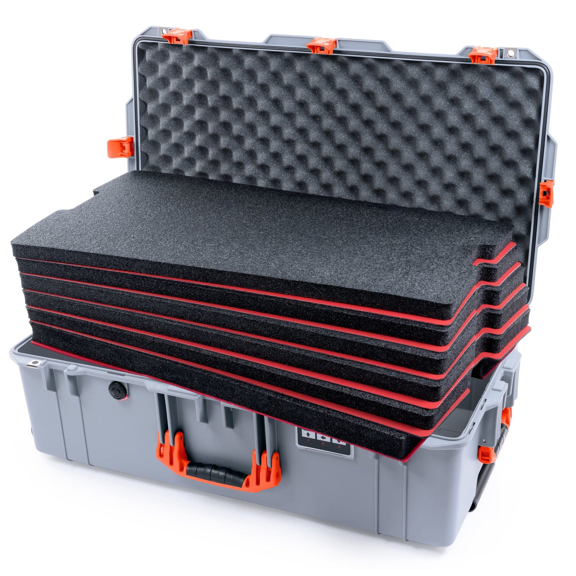 Pelican 1615 Air Case - Silver & Orange DIY Tool Foam Kit / Convoluted Lid Foam ColorCase 016150-0060-180-151