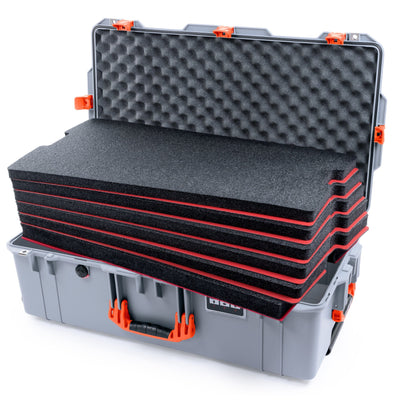Pelican 1615 Air Case - Silver & Orange Trolley DIY Tool Foam Kit / Convoluted Lid Foam ColorCase 016150-0060-180-151-150