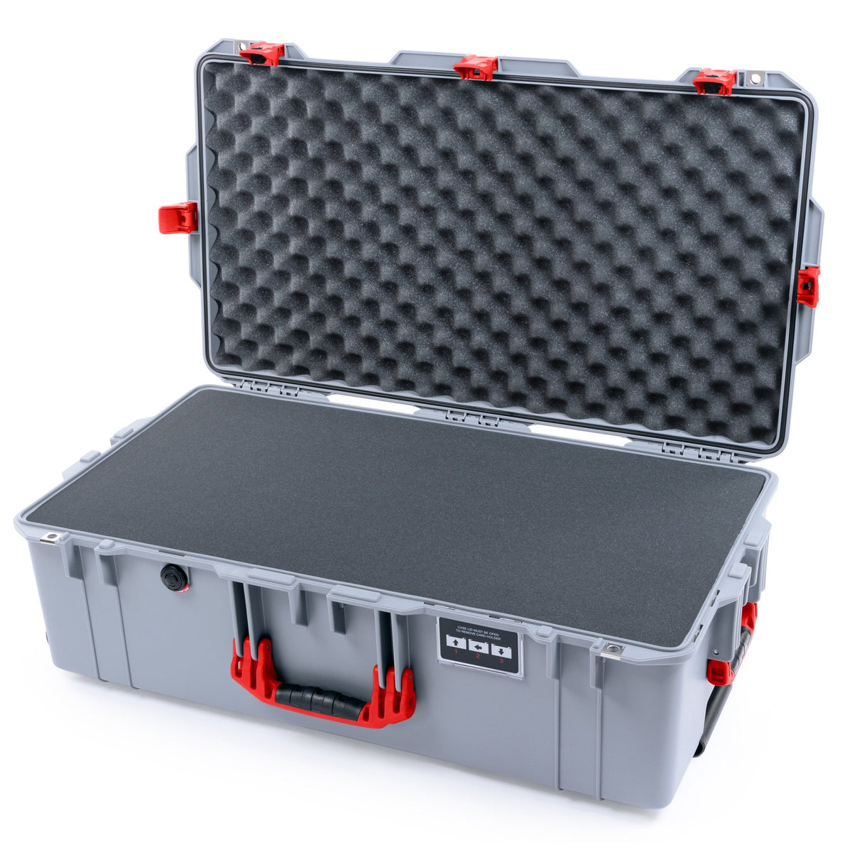 Pelican 1615 Air Case - Silver & Red TSA Latches - Pick & Pluck Foam / Convoluted Lid Foam