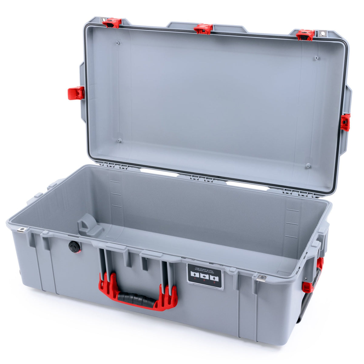 Pelican 1615 Air Case - Silver & Red TSA Latches + Trolley - Empty