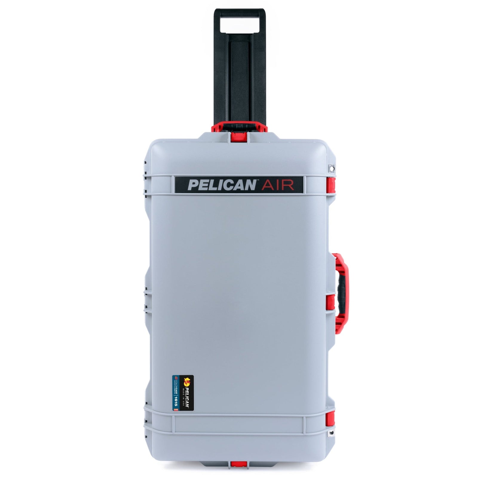 Pelican 1615 Air Case - Silver & Red TSA Latches + Trolley - Empty