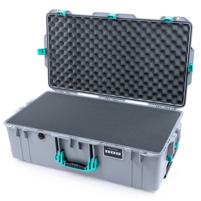 Pelican 1615 Air Case - Silver & Teal Trolley Pick & Pluck Foam / Convoluted Lid Foam ColorCase 016150-0001-180-591-590