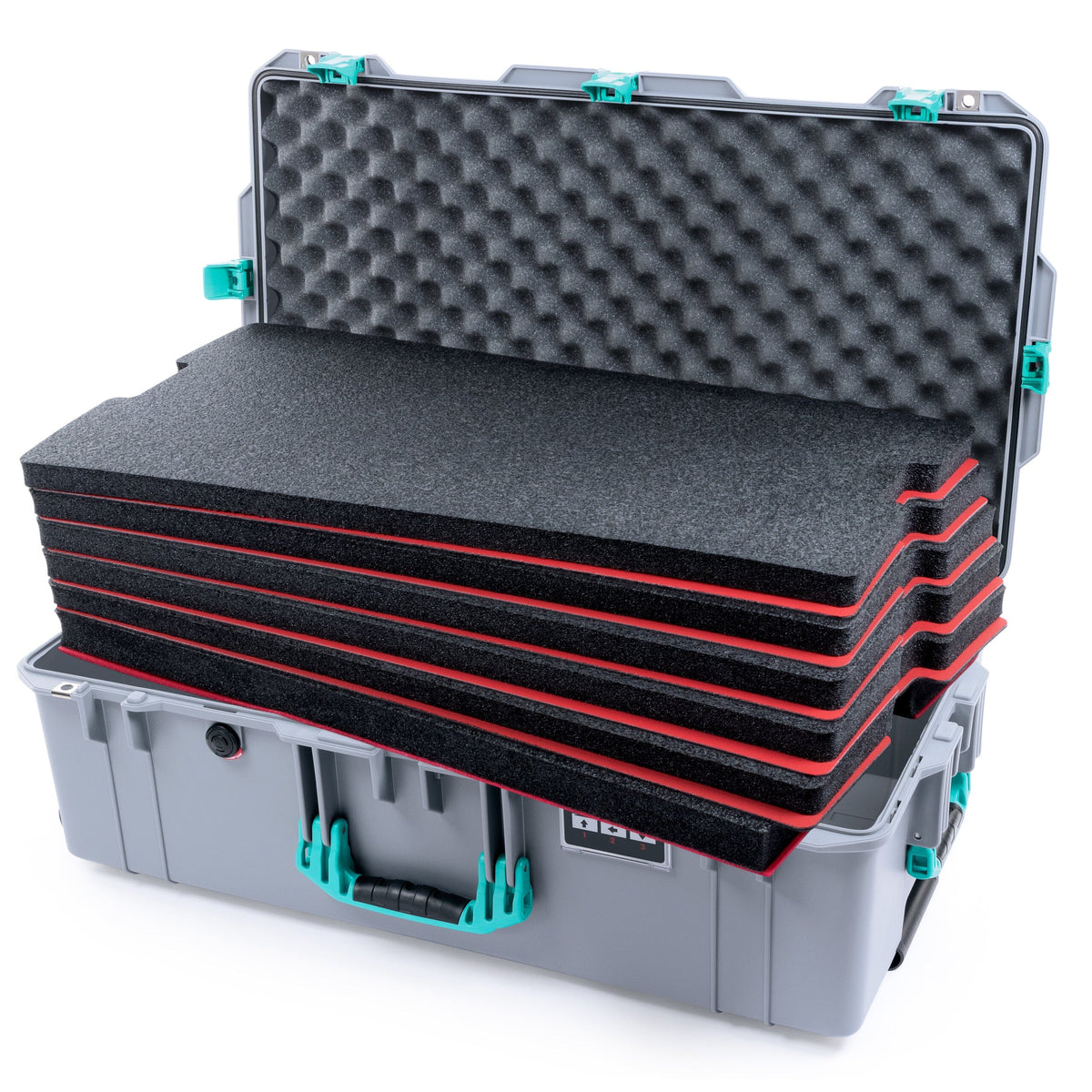 Pelican 1615 Air Case - Silver &amp; Teal Trolley DIY Tool Foam Kit / Convoluted Lid Foam ColorCase 016150-0060-180-591-590