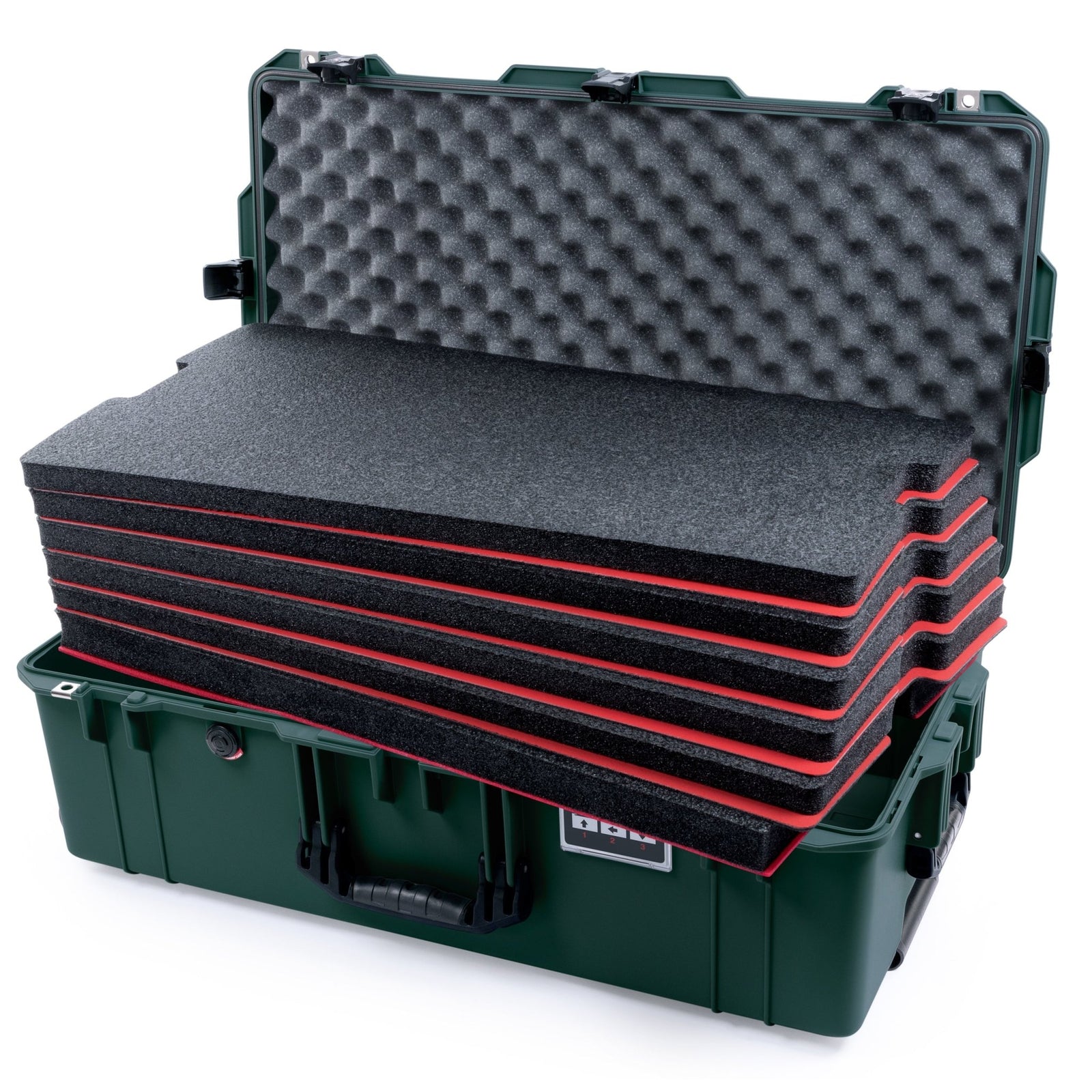 Pelican 1615 Air Case - Trekking Green & Black TSA Latches + Trolley - DIY Tool Foam Kit / Convoluted Lid Foam