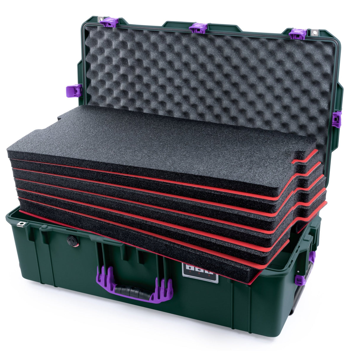 Pelican 1615 Air Case - Trekking Green &amp; Purple - DIY Tool Foam Kit / Convoluted Lid Foam