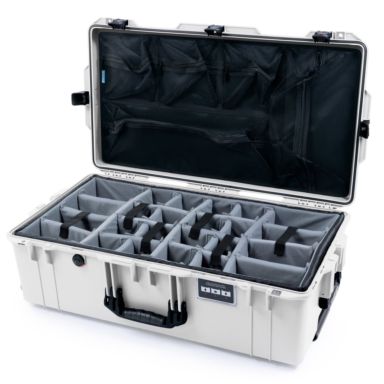 Pelican 1615 Air Case - Whiteout & Black TSA Latches - Padded Microfiber Dividers / Mesh Lid Organizer