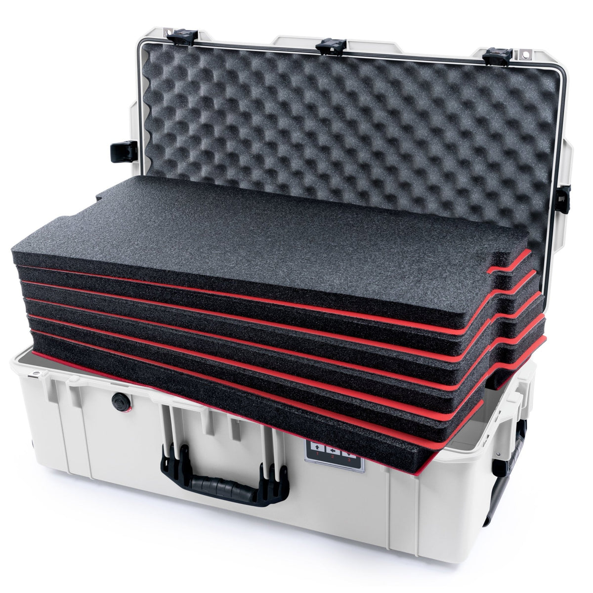 Pelican 1615 Air Case - Whiteout & Black TSA Latches - DIY Tool Foam Kit / Convoluted Lid Foam