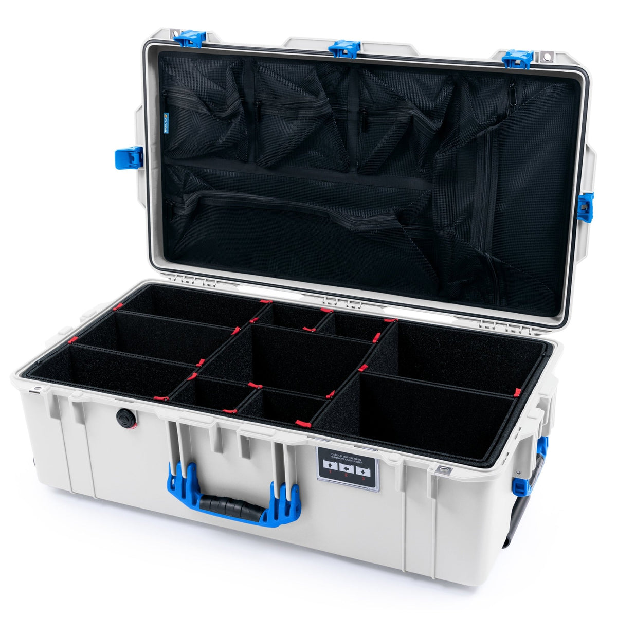 Pelican 1615 Air Case - Whiteout & Blue - TrekPak Divider System / Mesh Lid Organizer