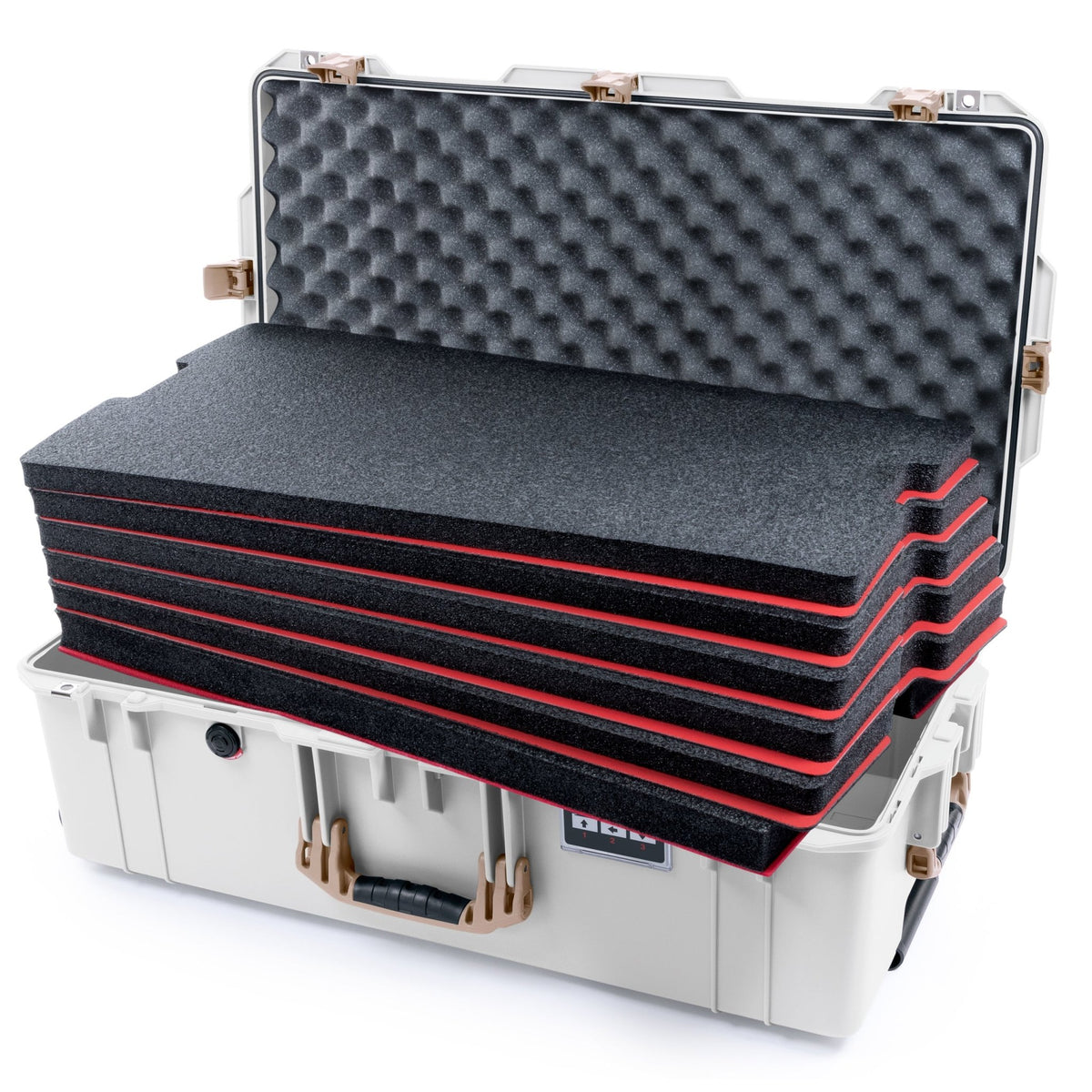 Pelican 1615 Air Case - Whiteout & Desert Tan Trolley - DIY Tool Foam Kit / Convoluted Lid Foam