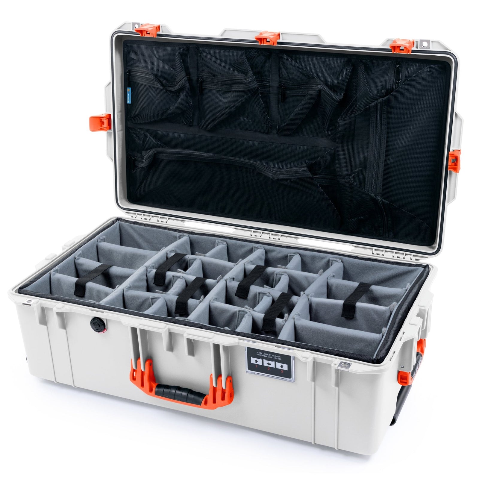 Pelican 1615 Air Case - Whiteout & Orange - Padded Microfiber Dividers / Mesh Lid Organizer