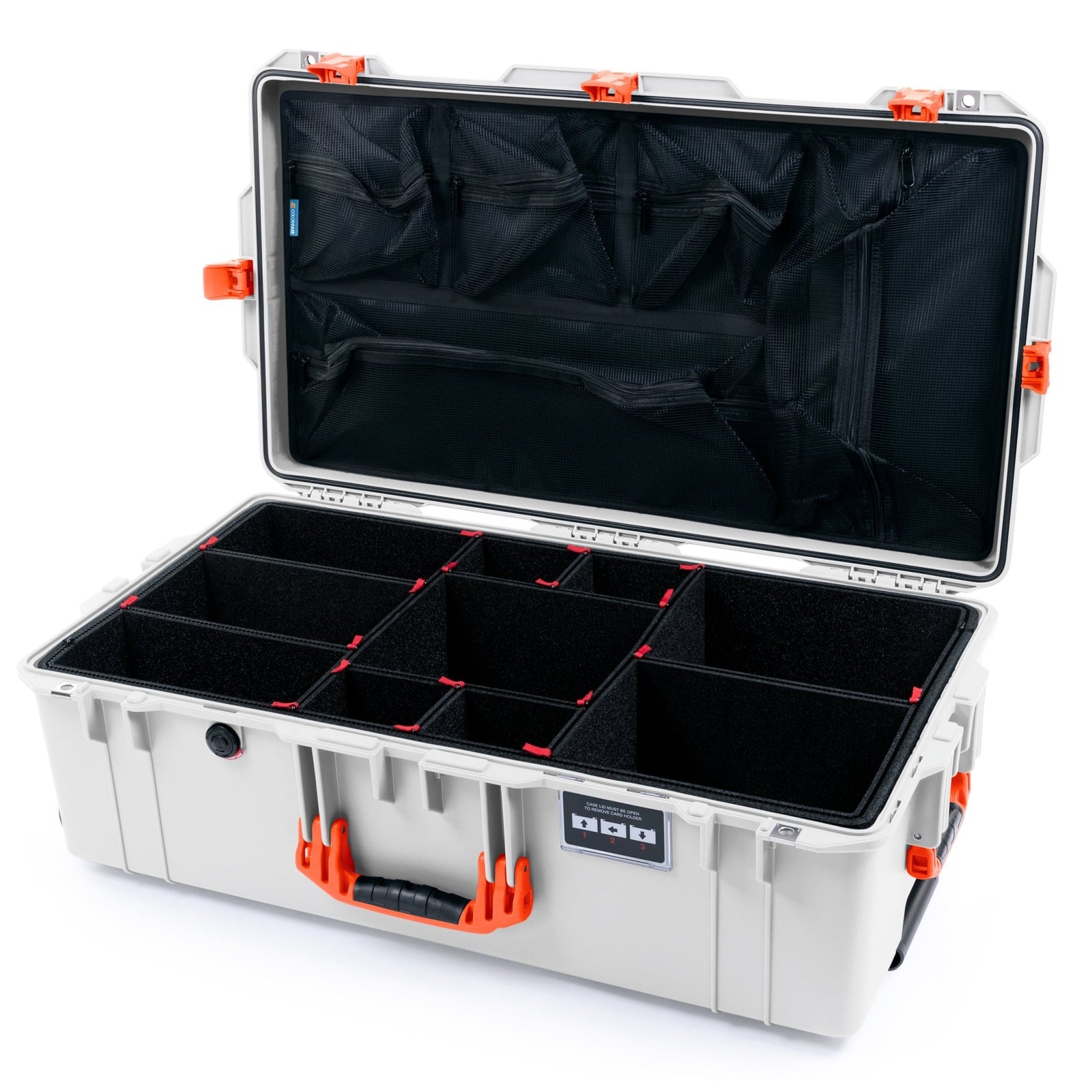 Pelican 1615 Air Case - Whiteout & Orange - TrekPak Divider System / Mesh Lid Organizer