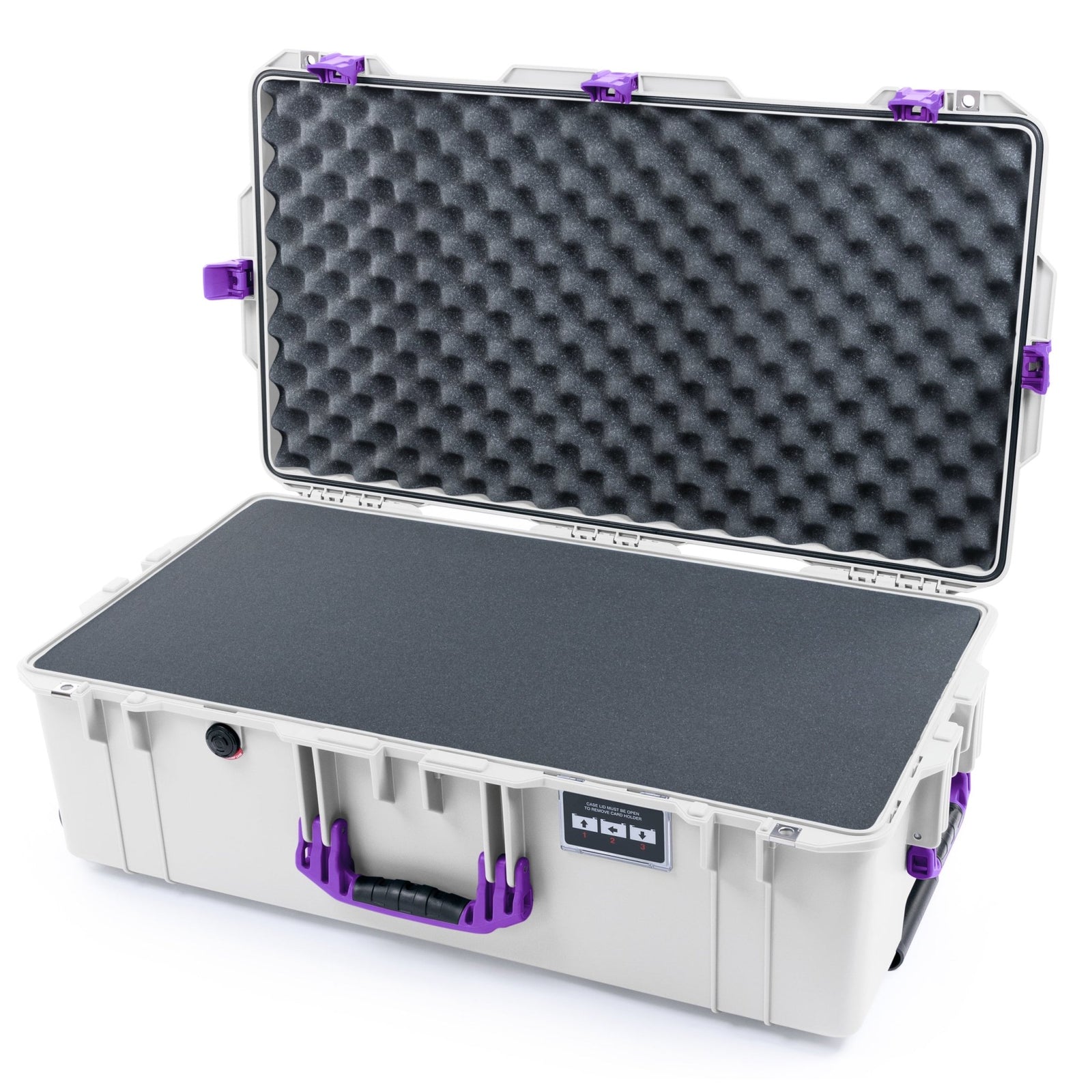 Pelican 1615 Air Case - Whiteout & Purple Trolley - Pick & Pluck Foam / Convoluted Lid Foam