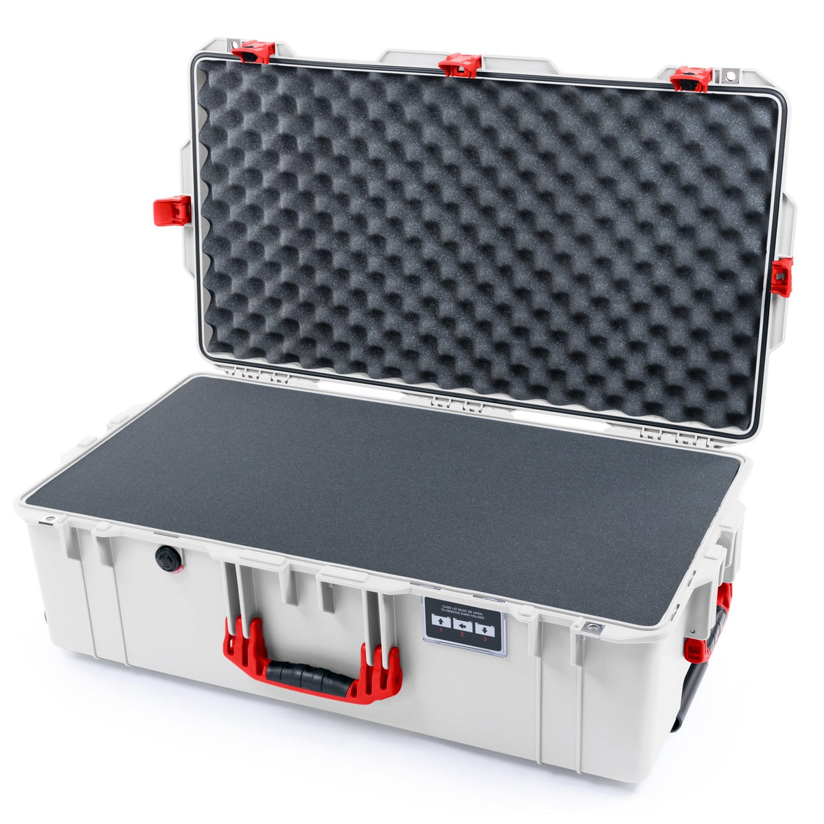 Pelican 1615 Air Case - Whiteout & Red TSA Latches - Pick & Pluck Foam / Convoluted Lid Foam