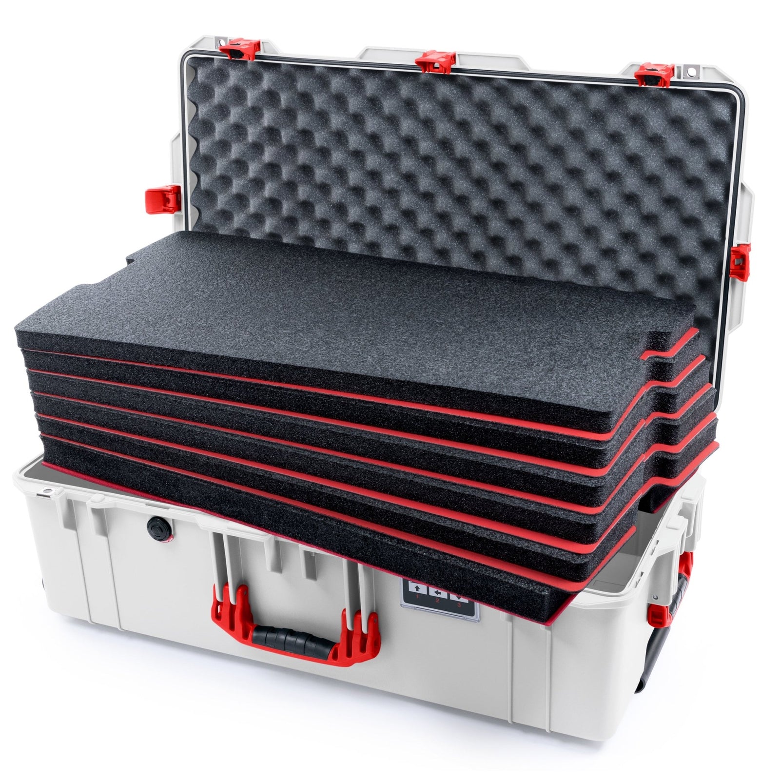 Pelican 1615 Air Case - Whiteout & Red TSA Latches - DIY Tool Foam Kit / Convoluted Lid Foam