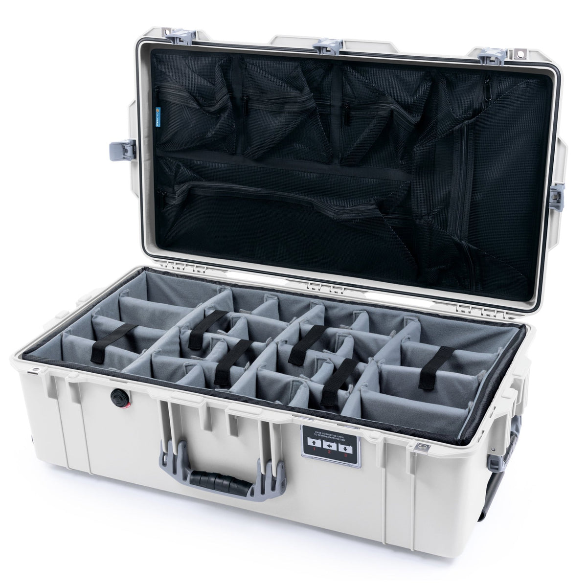 Pelican 1615 Air Case - Whiteout & Silver - Padded Microfiber Dividers / Mesh Lid Organizer