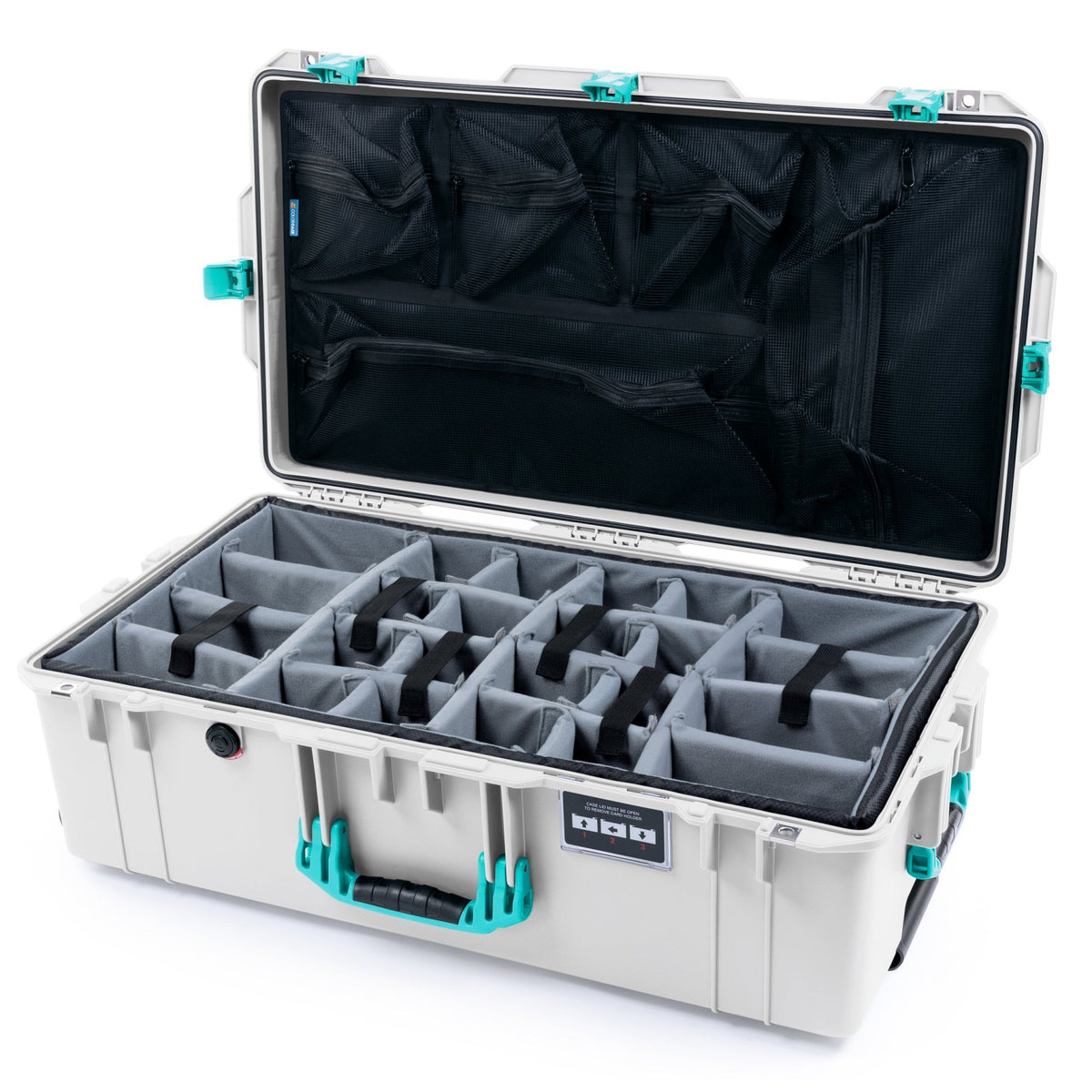 Pelican 1615 Air Case - Whiteout & Teal - Padded Microfiber Dividers / Mesh Lid Organizer