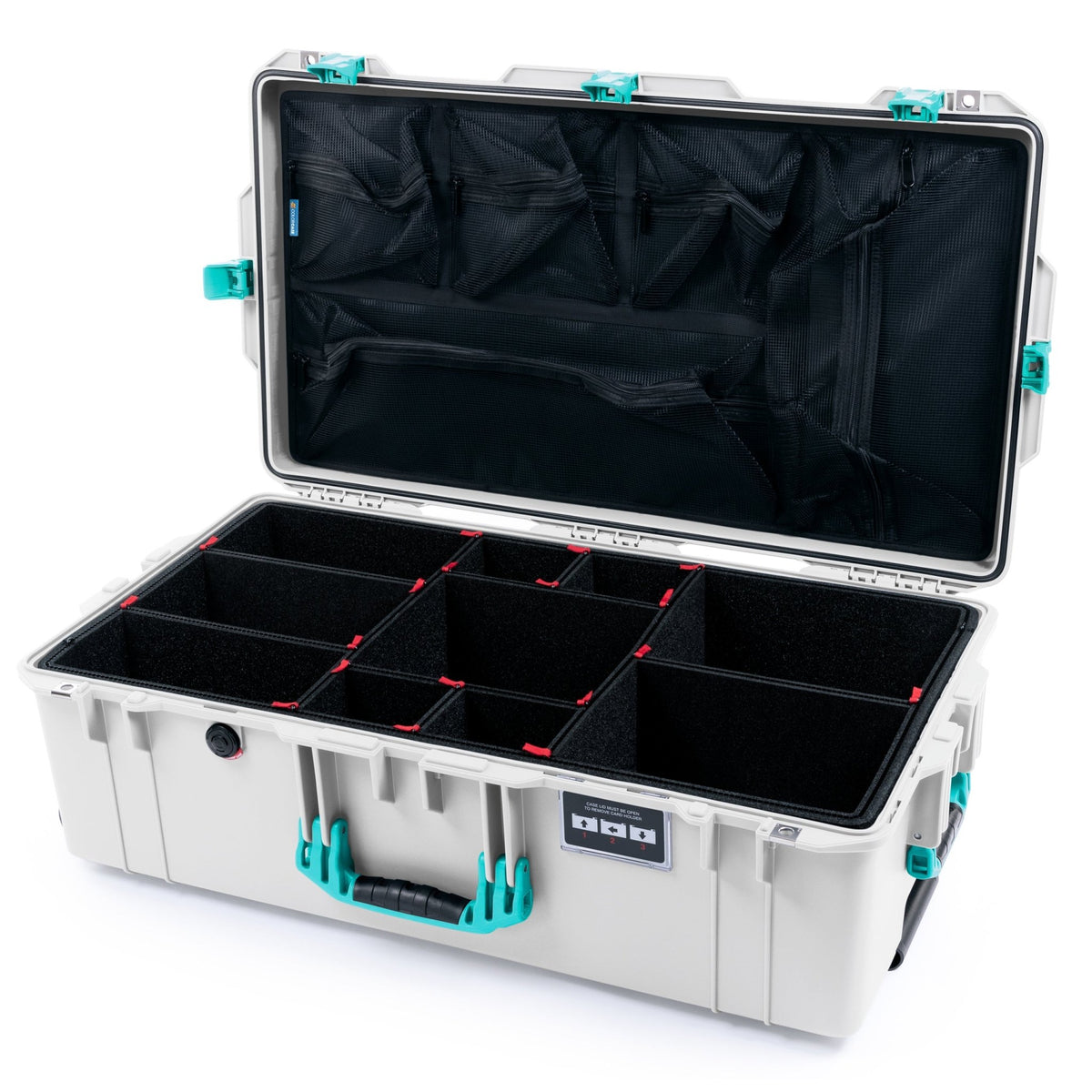 Pelican 1615 Air Case - Whiteout & Teal Trolley - TrekPak Divider System / Mesh Lid Organizer