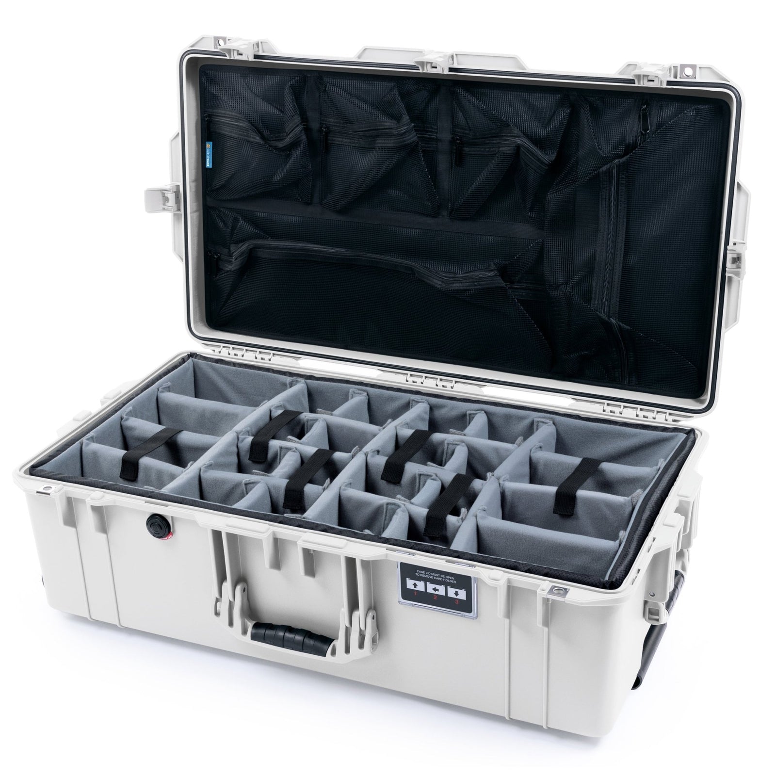 Pelican 1615 Air Case - Whiteout - Padded Microfiber Dividers / Mesh Lid Organizer