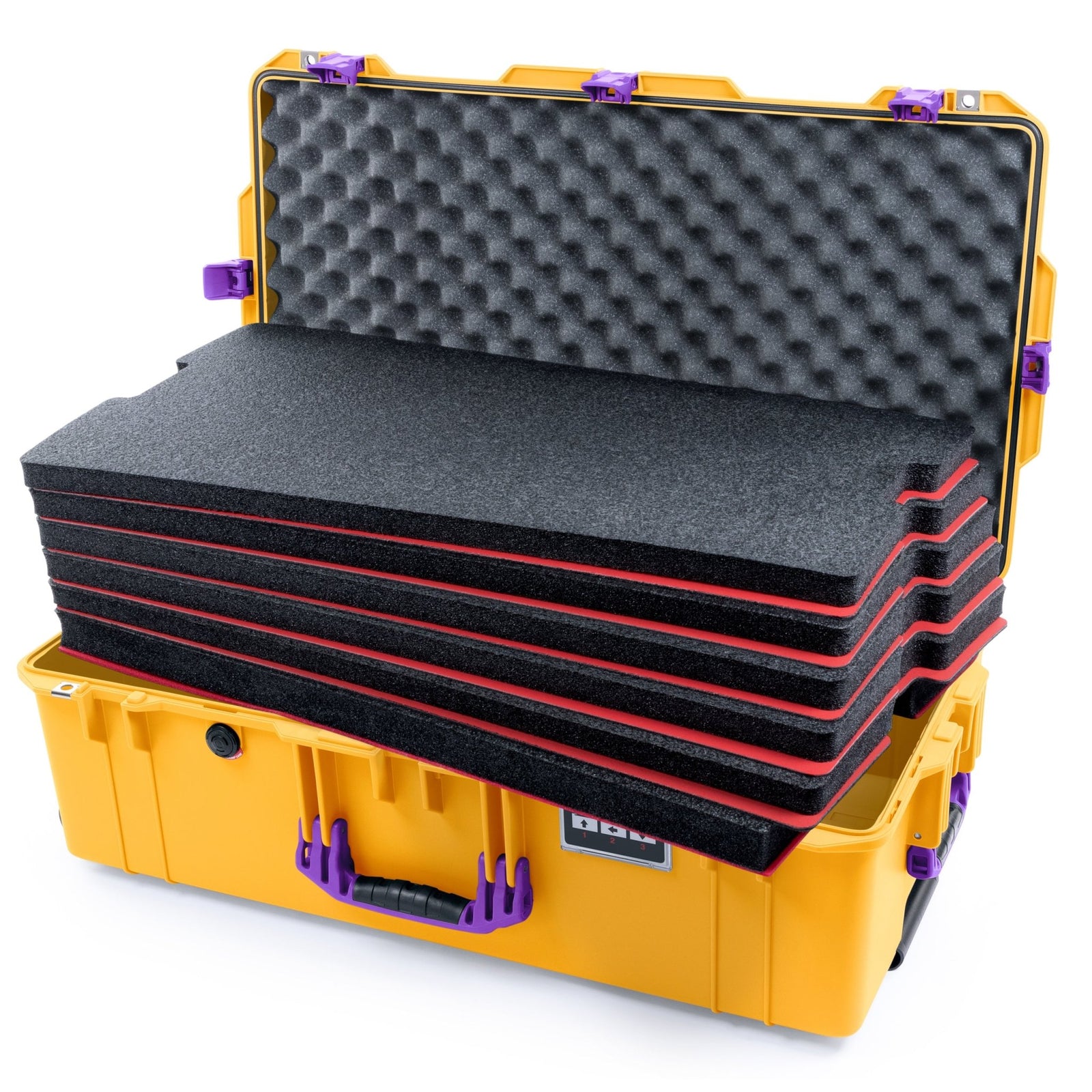 Pelican 1615 Air Case - Yellow & Purple - DIY Tool Foam Kit / Convoluted Lid Foam