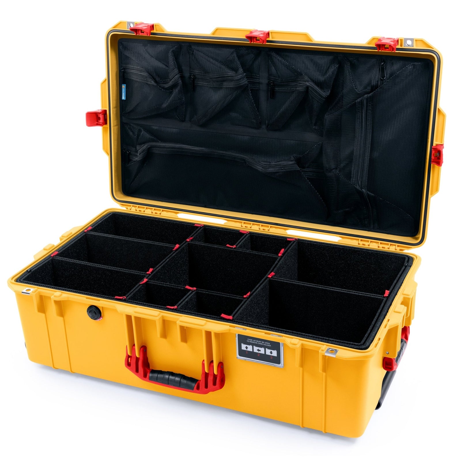 Pelican 1615 Air Case - Yellow & Red - TrekPak Divider System / Mesh Lid Organizer