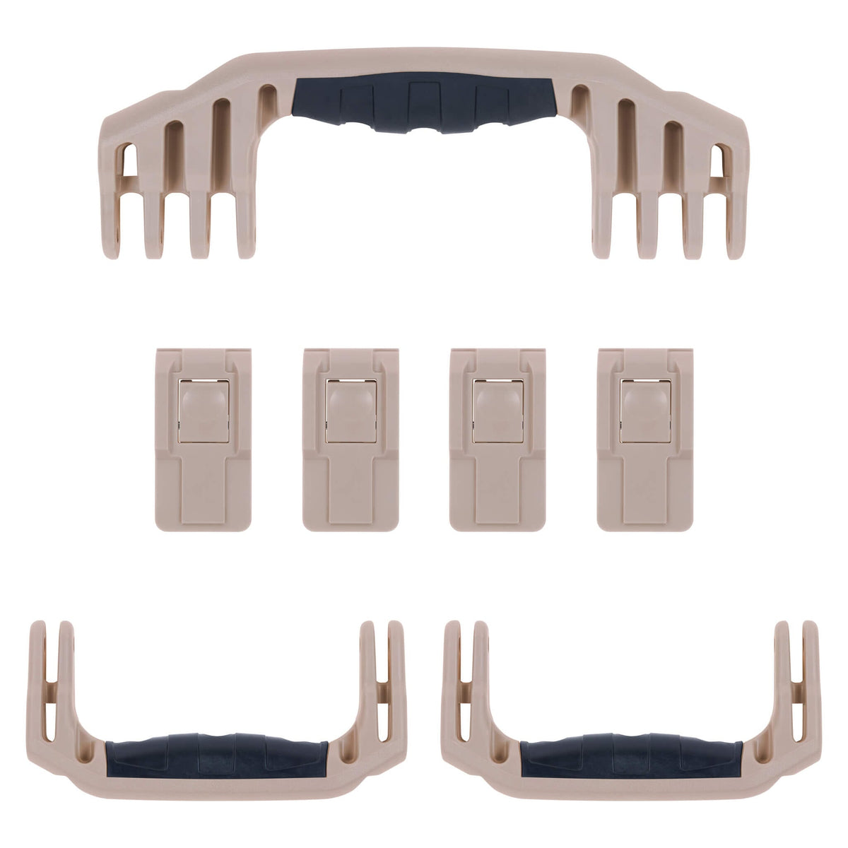 Pelican 1620 Replacement Handles &amp; Latches - Desert Tan (Set of 3 Handles, 4 Push-Button Latches) -