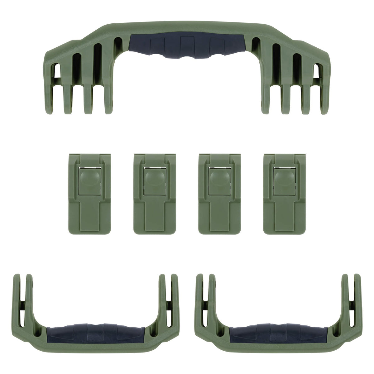 Pelican 1620 Replacement Handles &amp; Latches - OD Green (Set of 3 Handles, 4 Push-Button Latches) -