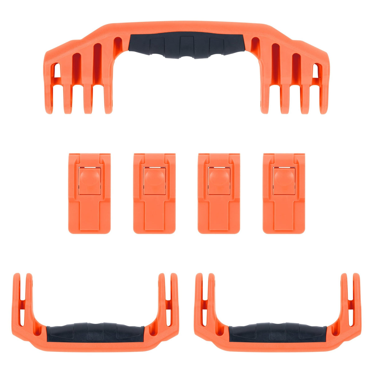 Pelican 1620 Replacement Handles &amp; Latches - Orange (Set of 3 Handles, 4 Push-Button Latches) -