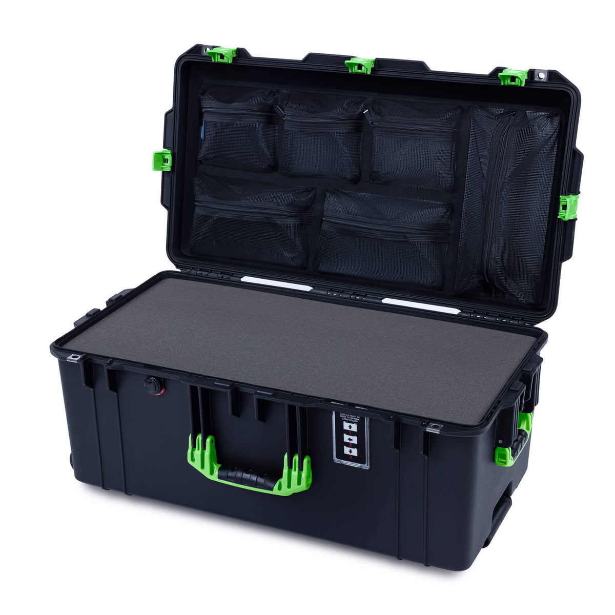 Pelican 1626 Air Case - Black &amp; Lime Green - Pick &amp; Pluck Foam / Mesh Lid Organizer