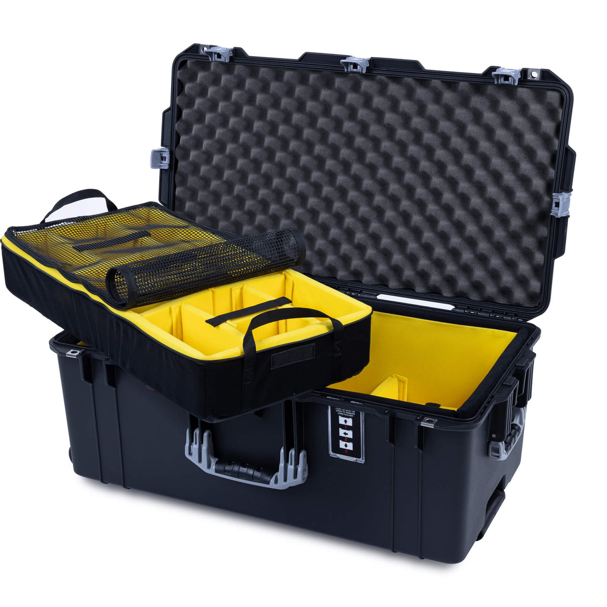 Pelican 1626 Air Case - Black &amp; Silver - Yellow Padded Dividers / Lid Foam