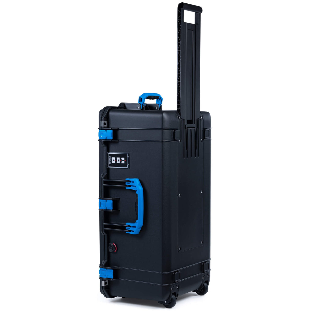 Pelican 1626 Air Case - Black &amp; Blue - Upright Trolley Side View