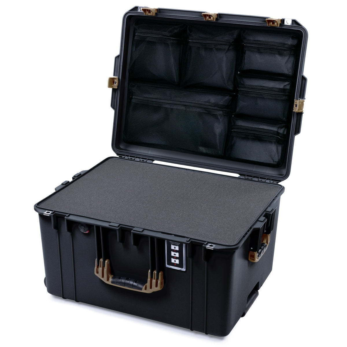 Pelican 1637 Air Case - Black &amp; Dark Desert Dirt - Pick &amp; Pluck Foam / Mesh Lid Organizer