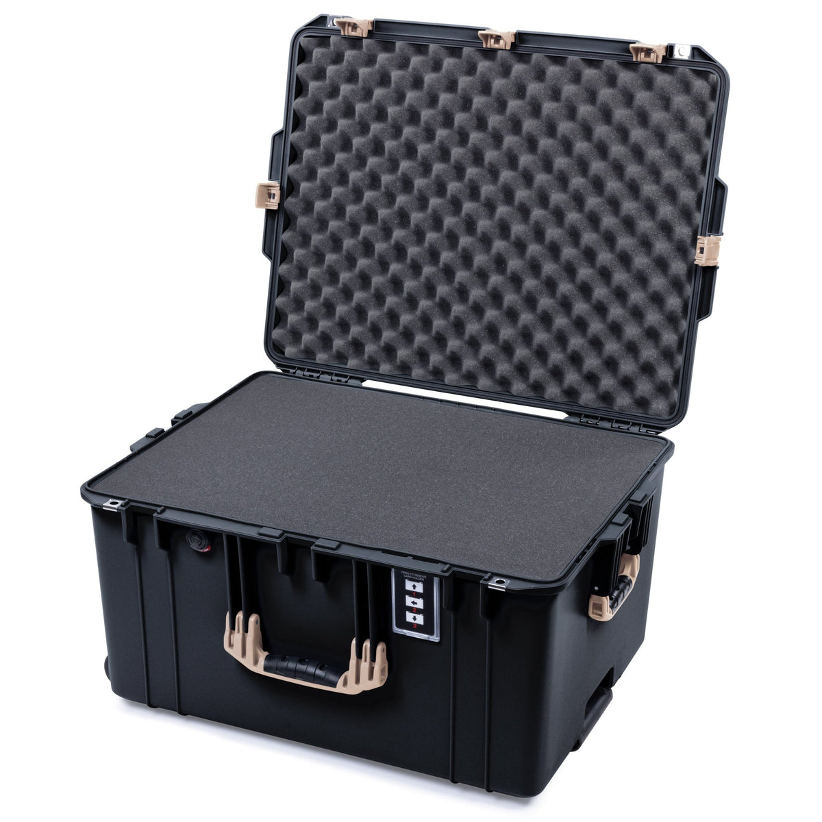 Pelican 1637 Air Case - Black &amp; Desert Tan Trolley - Pick &amp; Pluck Foam / Convolute Lid Foam