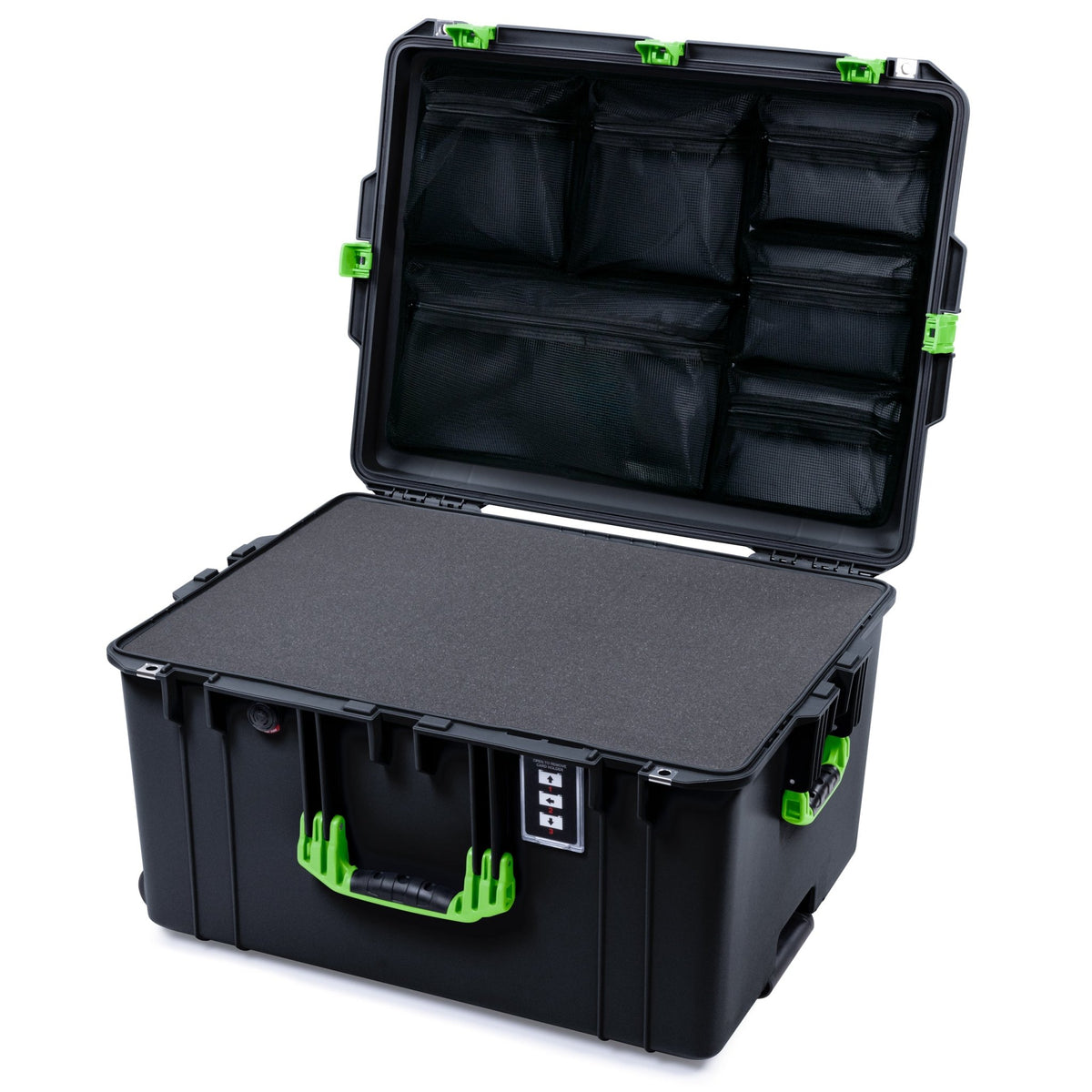 Pelican 1637 Air Case - Black &amp; Lime Green - Pick &amp; Pluck Foam / Mesh Lid Organizer
