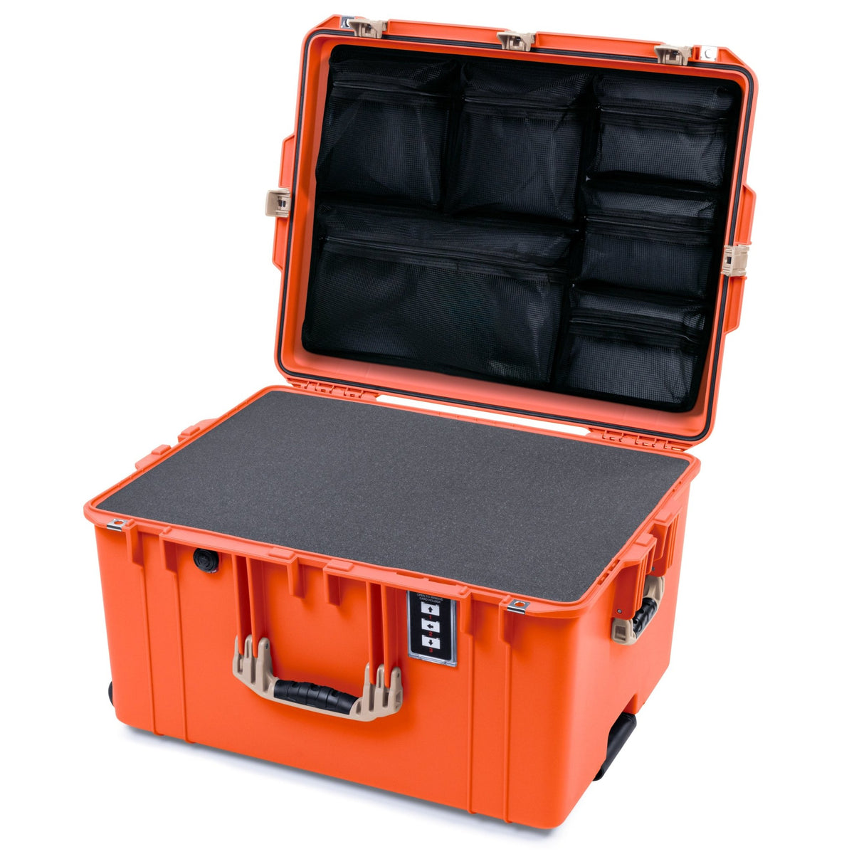 Pelican 1637 Air Case - Orange &amp; Desert Tan - Pick &amp; Pluck Foam / Mesh Lid Organizer