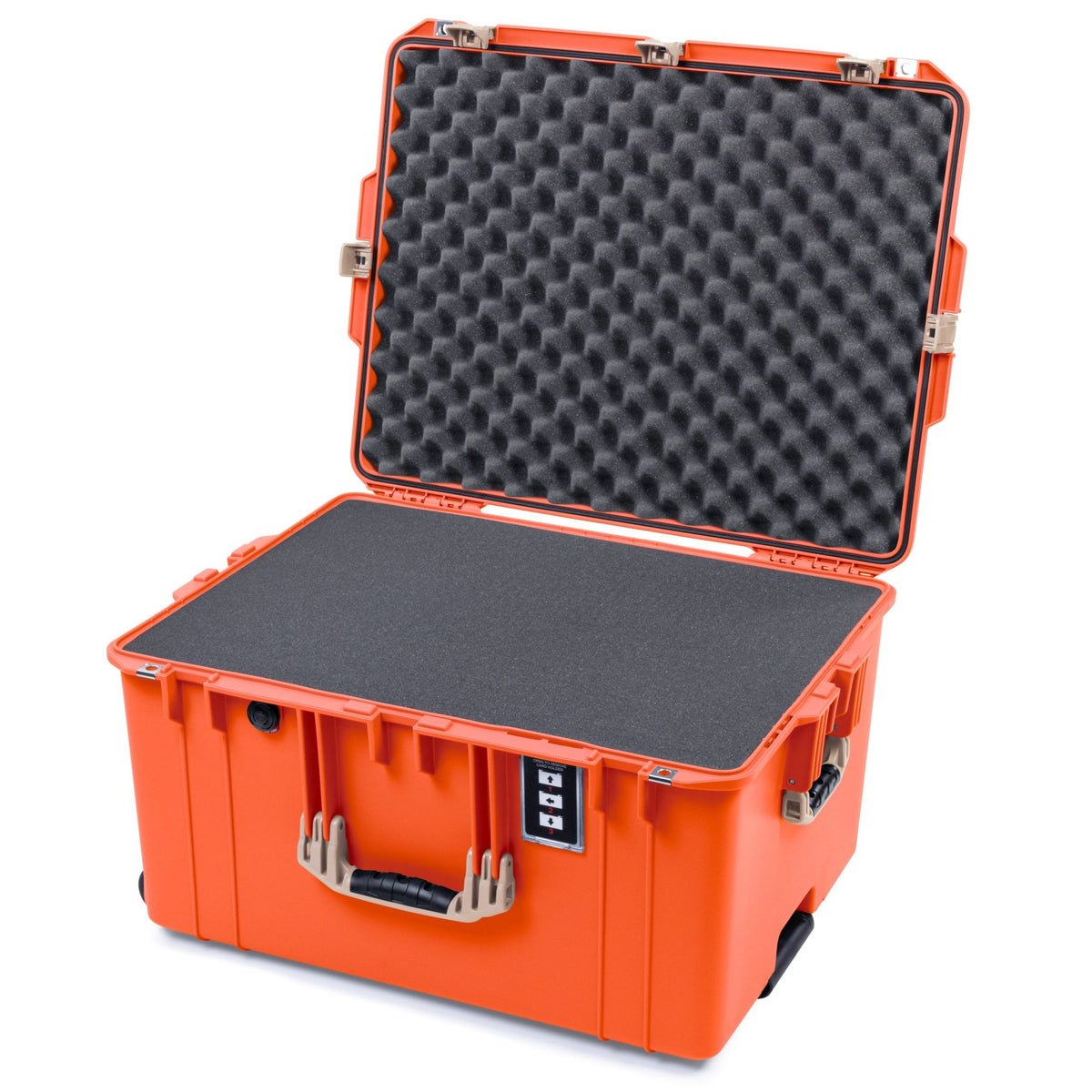 Pelican 1637 Air Case - Orange &amp; Desert Tan Trolley - Pick &amp; Pluck Foam / Convolute Lid Foam