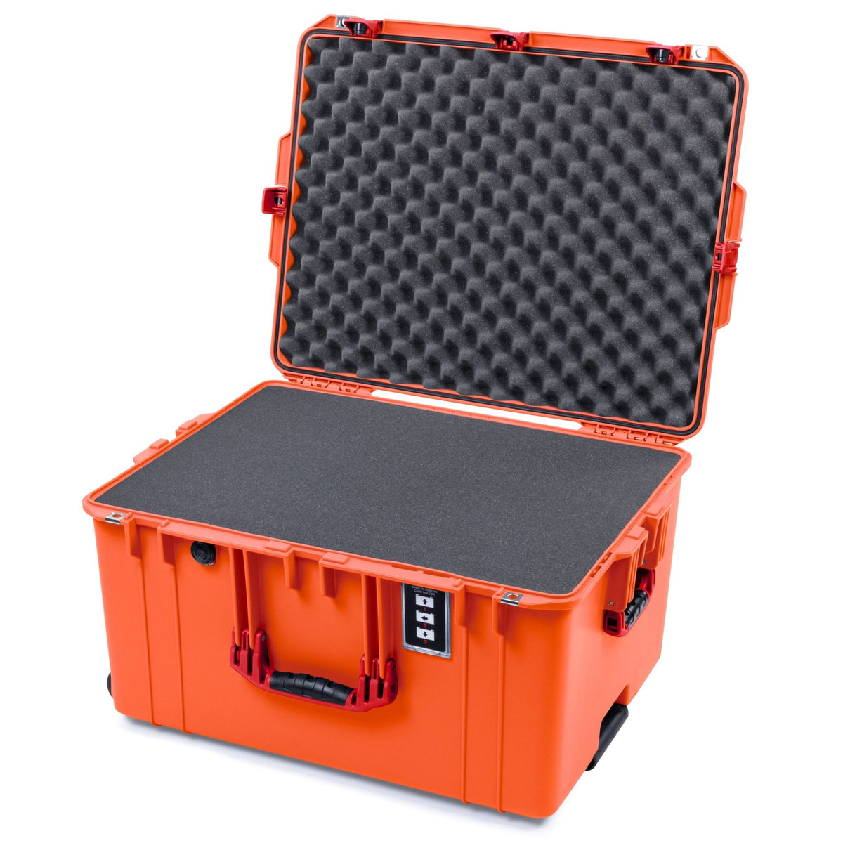 Pelican 1637 Air Case - Orange &amp; Red TSA Latches + Trolley - Pick &amp; Pluck Foam / Convolute Lid Foam