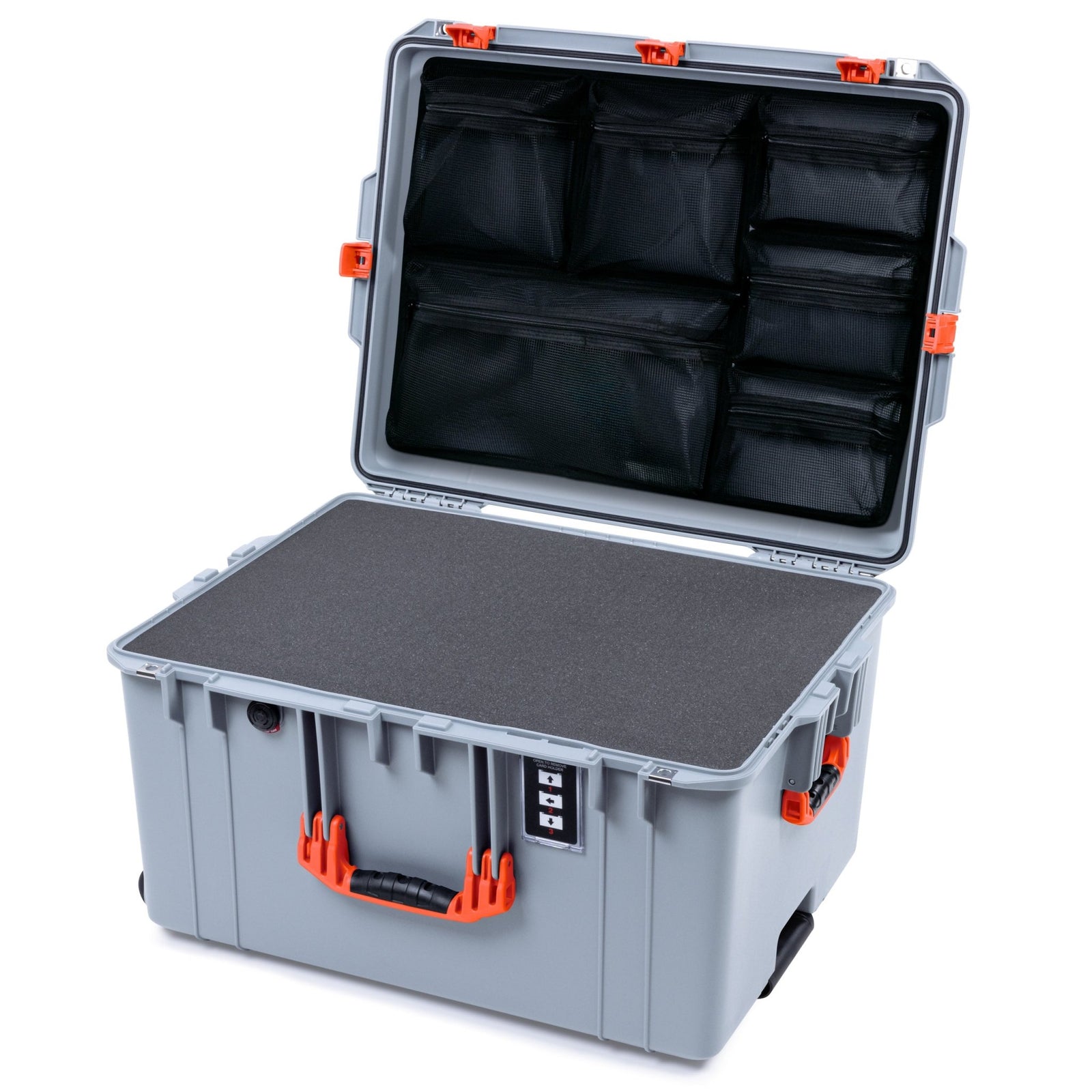 Pelican 1637 Air Case - Silver & Orange - Pick & Pluck Foam / Mesh Lid Organizer