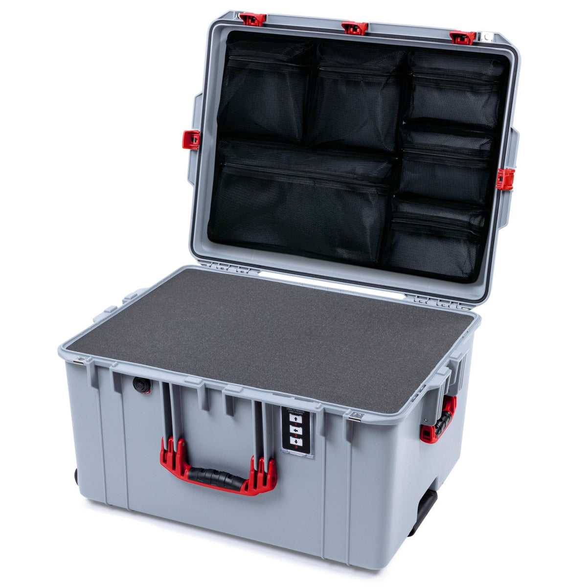 Pelican 1637 Air Case - Silver &amp; Red - Pick &amp; Pluck Foam / Mesh Lid Organizer