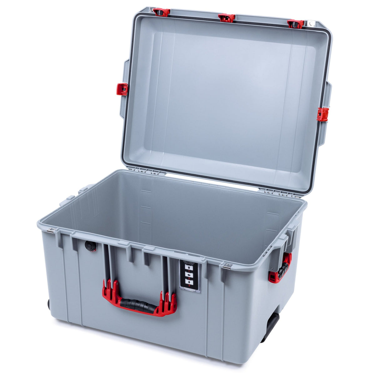 Pelican 1637 Air Case - Silver &amp; Red TSA Latches + Trolley - Empty (Case Only)