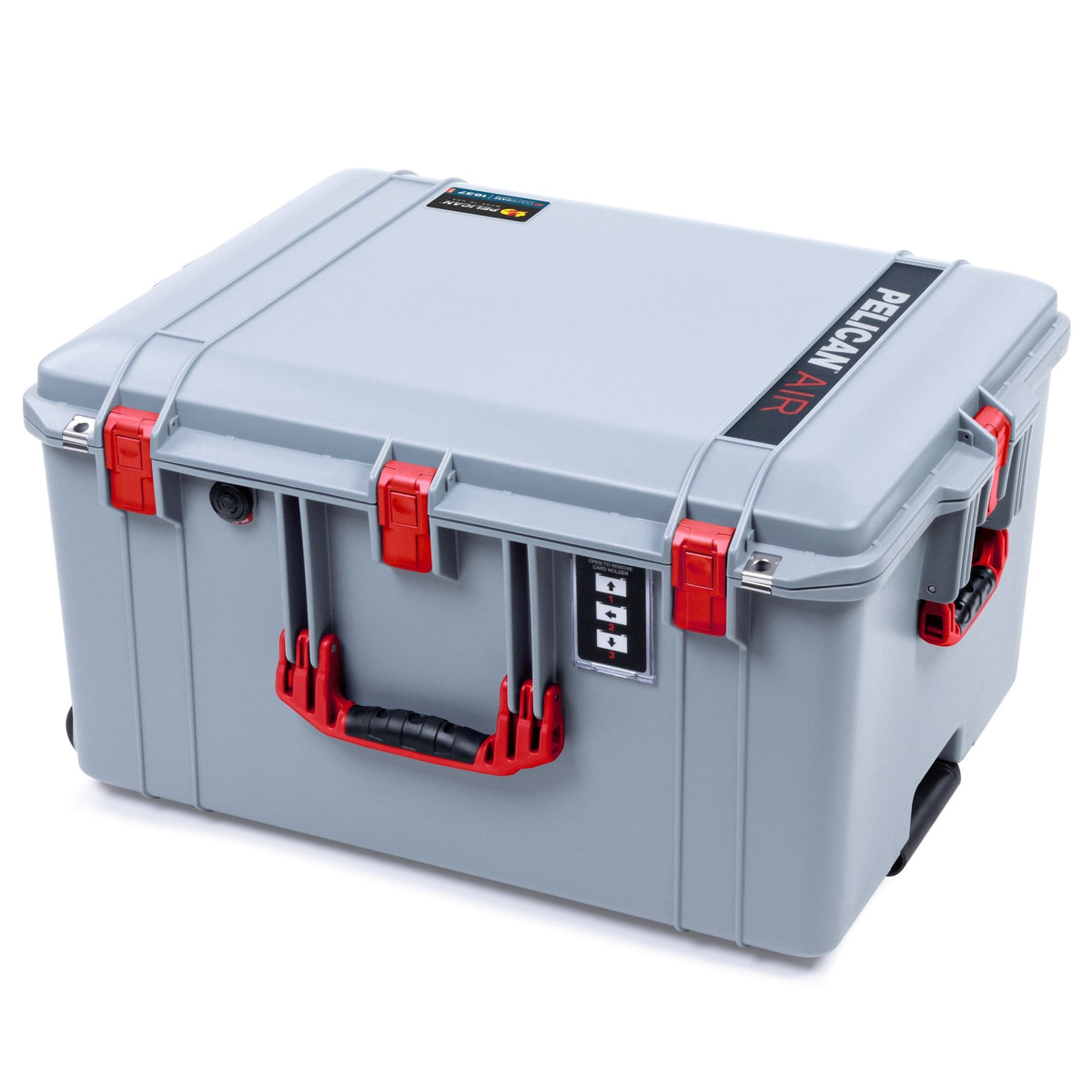 Pelican 1637 Air Case - Silver &amp; Red Trolley - Empty (Case Only)