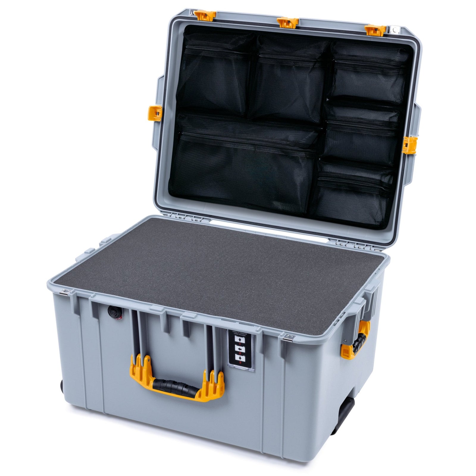Pelican 1637 Air Case - Silver & Yellow - Pick & Pluck Foam / Mesh Lid Organizer