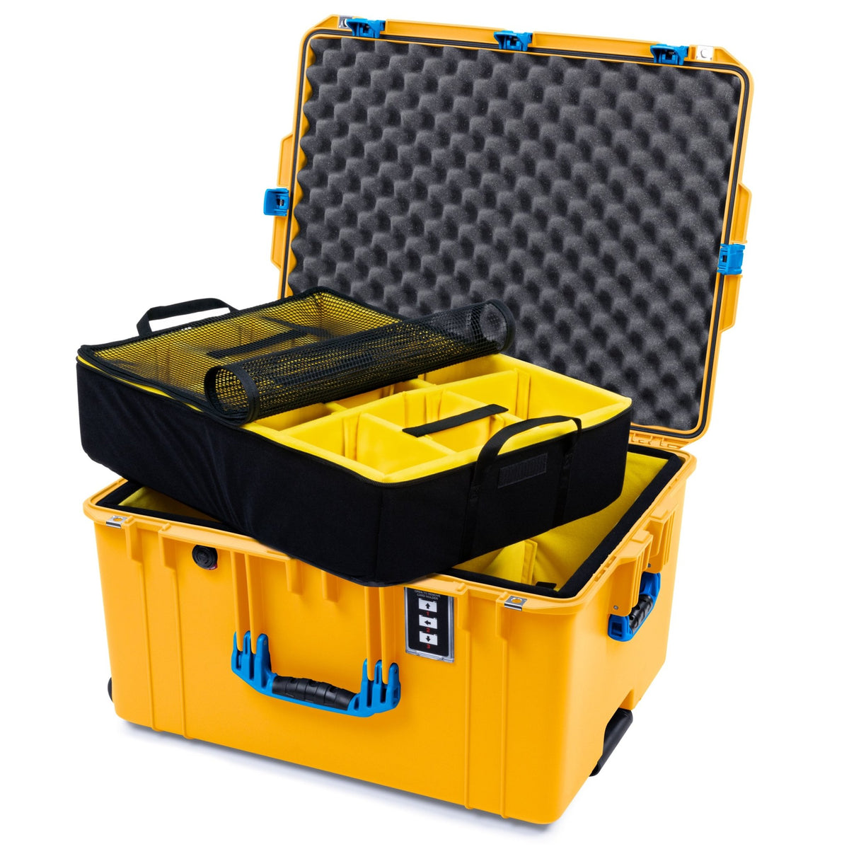 Pelican 1637 Air Case - Yellow &amp; Blue - 2 - Layer Yellow Padded Microfiber Dividers / Convolute Lid Foam