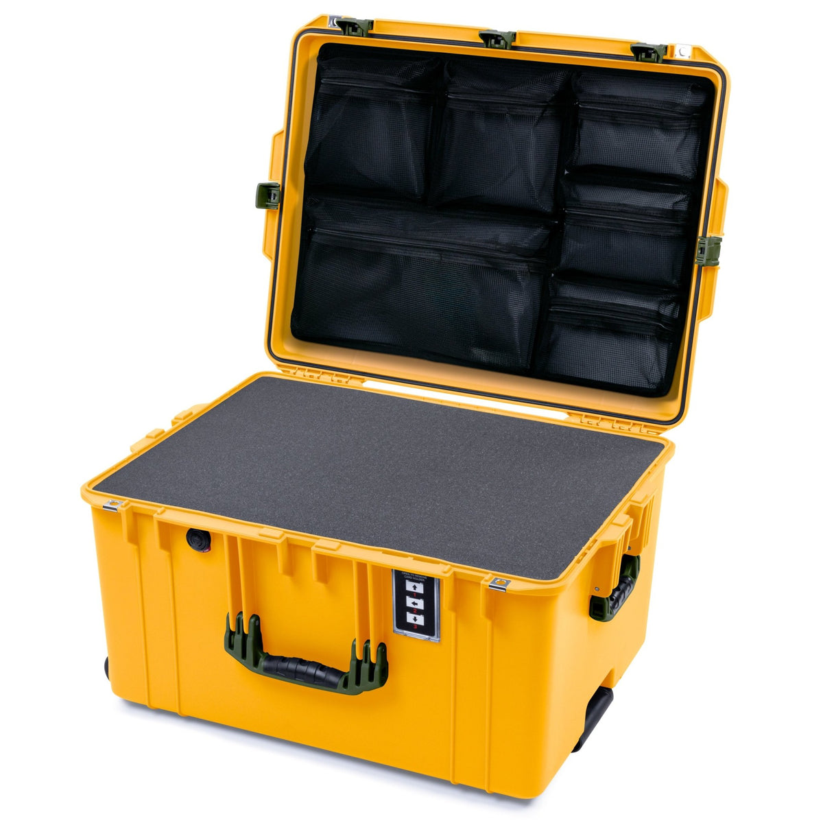 Pelican 1637 Air Case - Yellow &amp; OD Green - Pick &amp; Pluck Foam / Mesh Lid Organizer