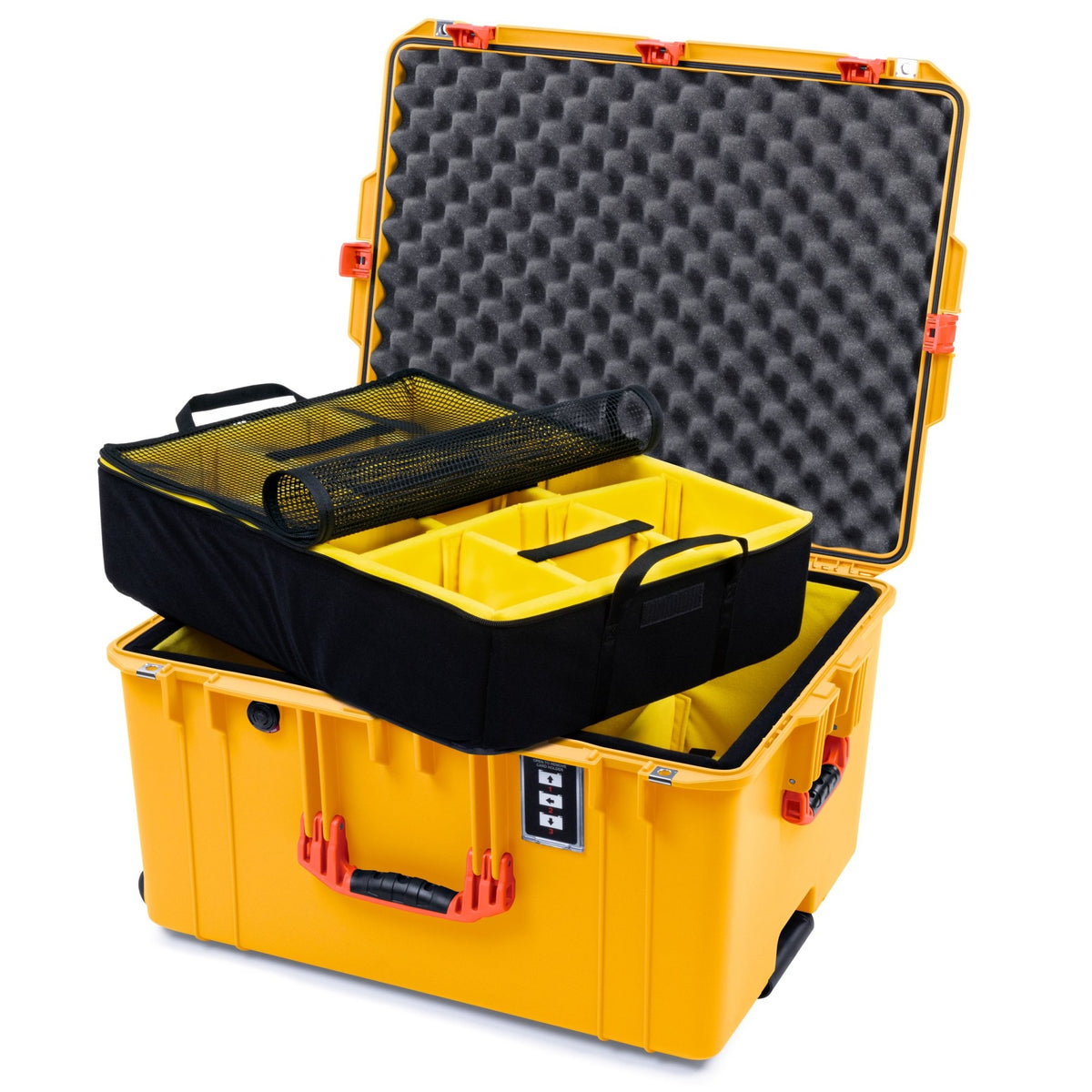 Pelican 1637 Air Case - Yellow &amp; Orange - 2 - Layer Yellow Padded Microfiber Dividers / Convolute Lid Foam
