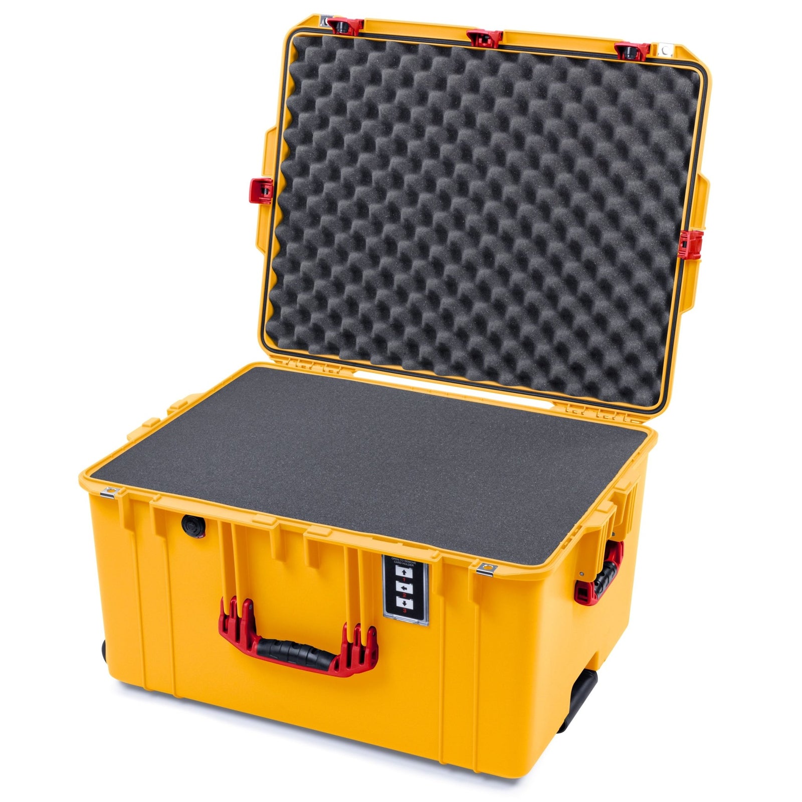 Pelican 1637 Air Case - Yellow & Red TSA Latches - Pick & Pluck Foam / Convolute Lid Foam